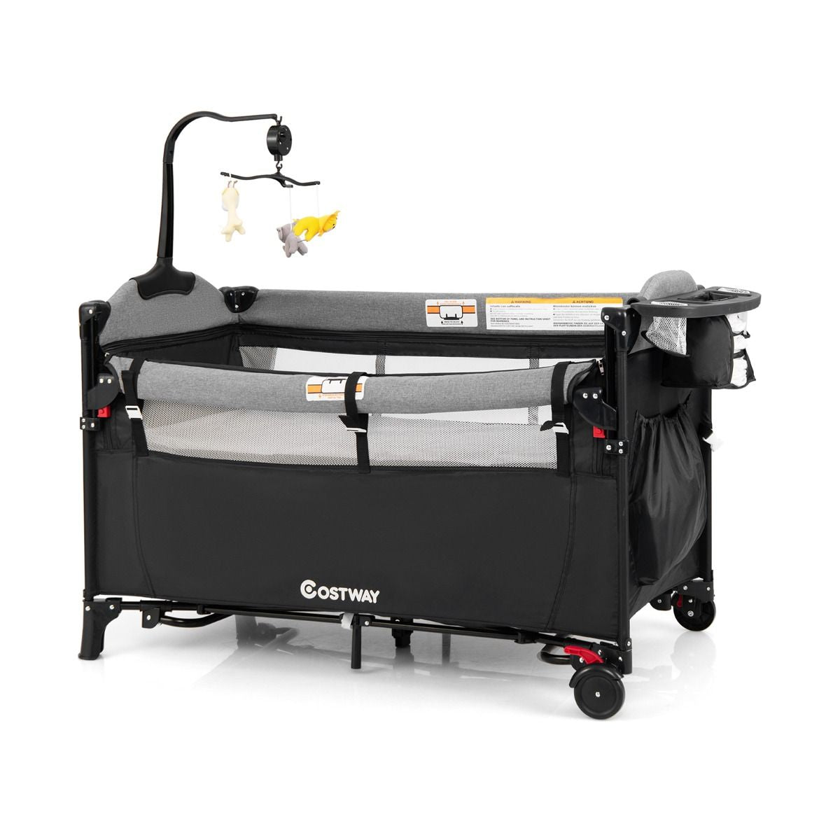 Versatile 5-in-1 Baby Bassinet & Bedside Sleeper with Nappy Changing Station and Fun Attached Toys