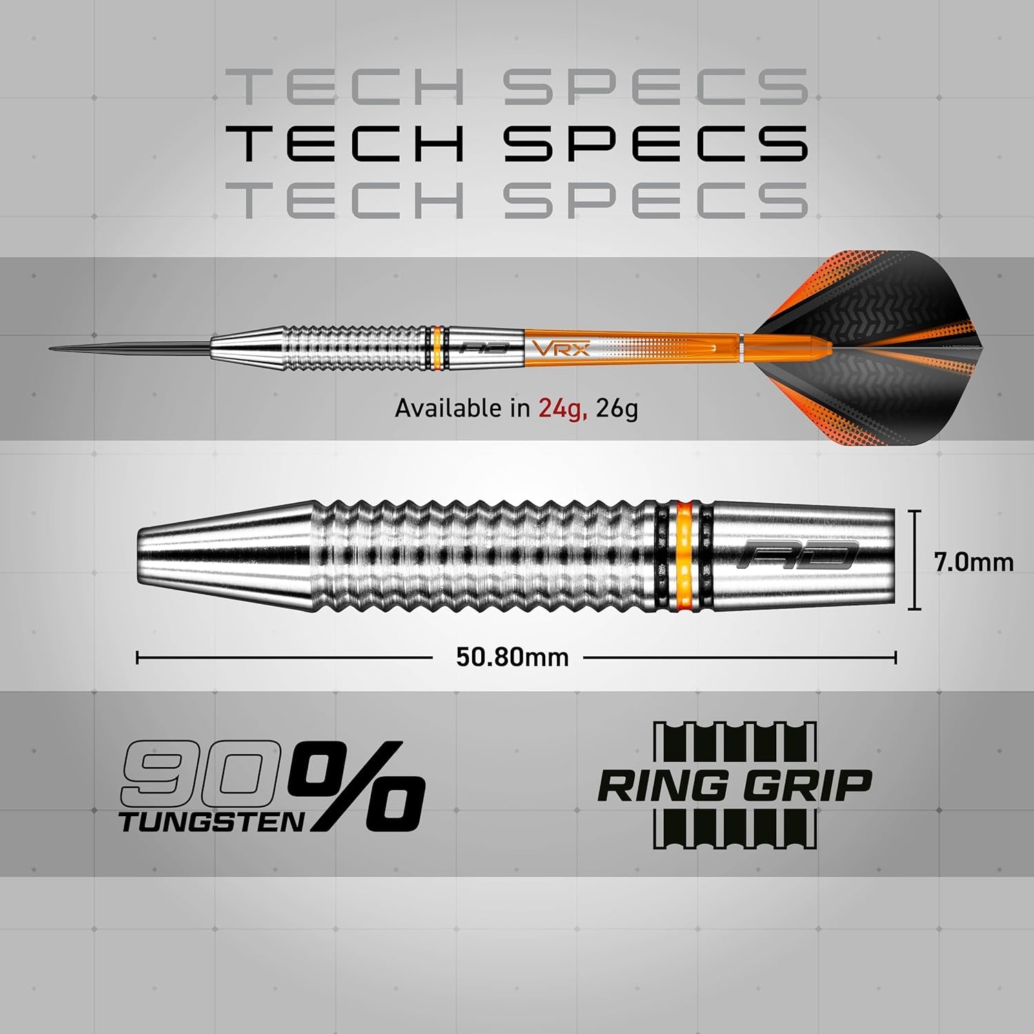 Amberjack Professional Tungsten Darts Set - 90% Tungsten with Flights and Stems