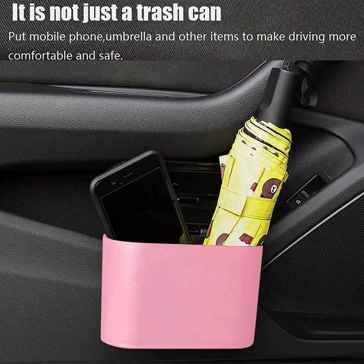 Car Trash Can with Lid - 4 Rolls of Garbage Bag, Leak-Proof, Portable Hanging Trash Can for Vehicle Organization