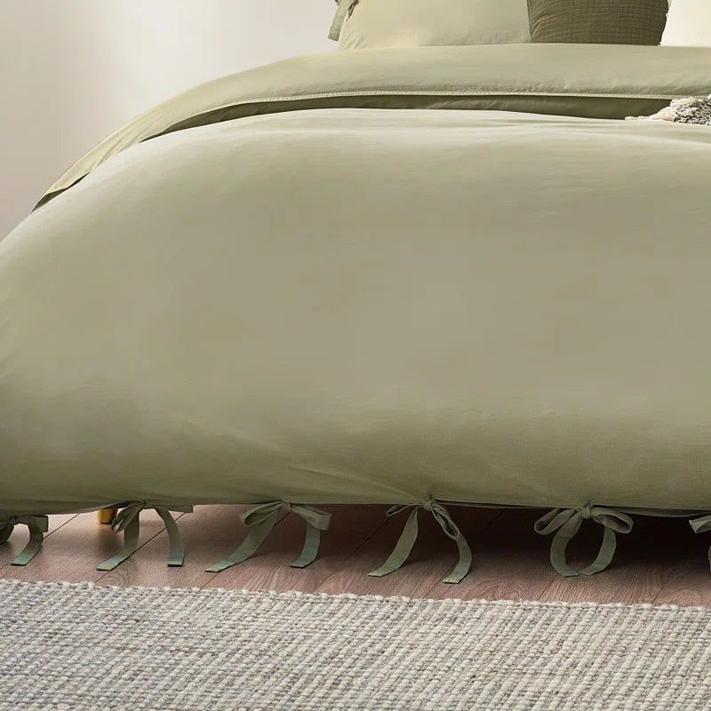 Thatcham Cotton Solid Colour Duvet Cover Set with Pillowcases