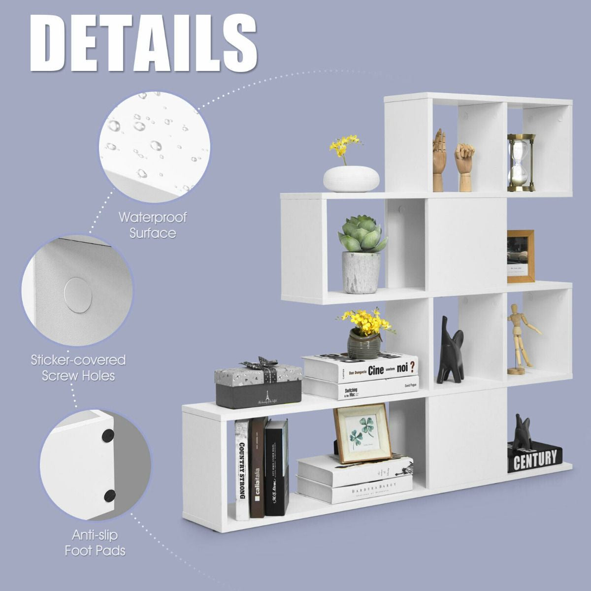 5-Tier Bookshelf for Display and Storage in Home and Office Environments