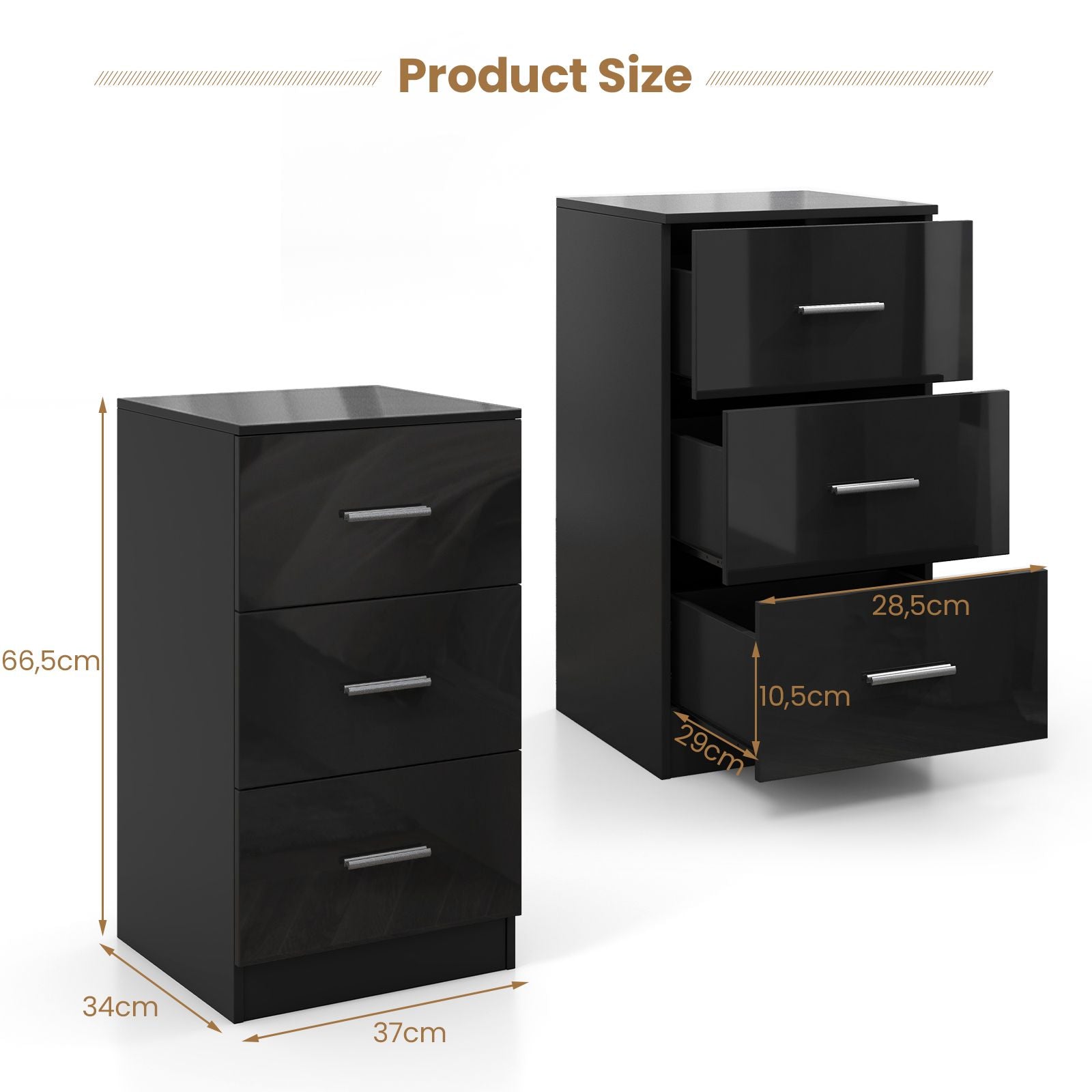 3-Drawer Wooden Dresser with Anti-Tip Safety Feature