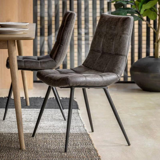Darwin Grey Faux Leather Dining Chair, 2 Pack