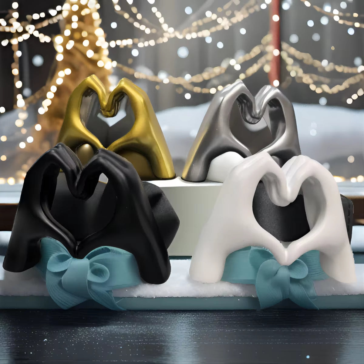 Elegant Gold Heart Hand Statue - Modern Love Gesture Sculpture for Living Room & Bedroom Decor