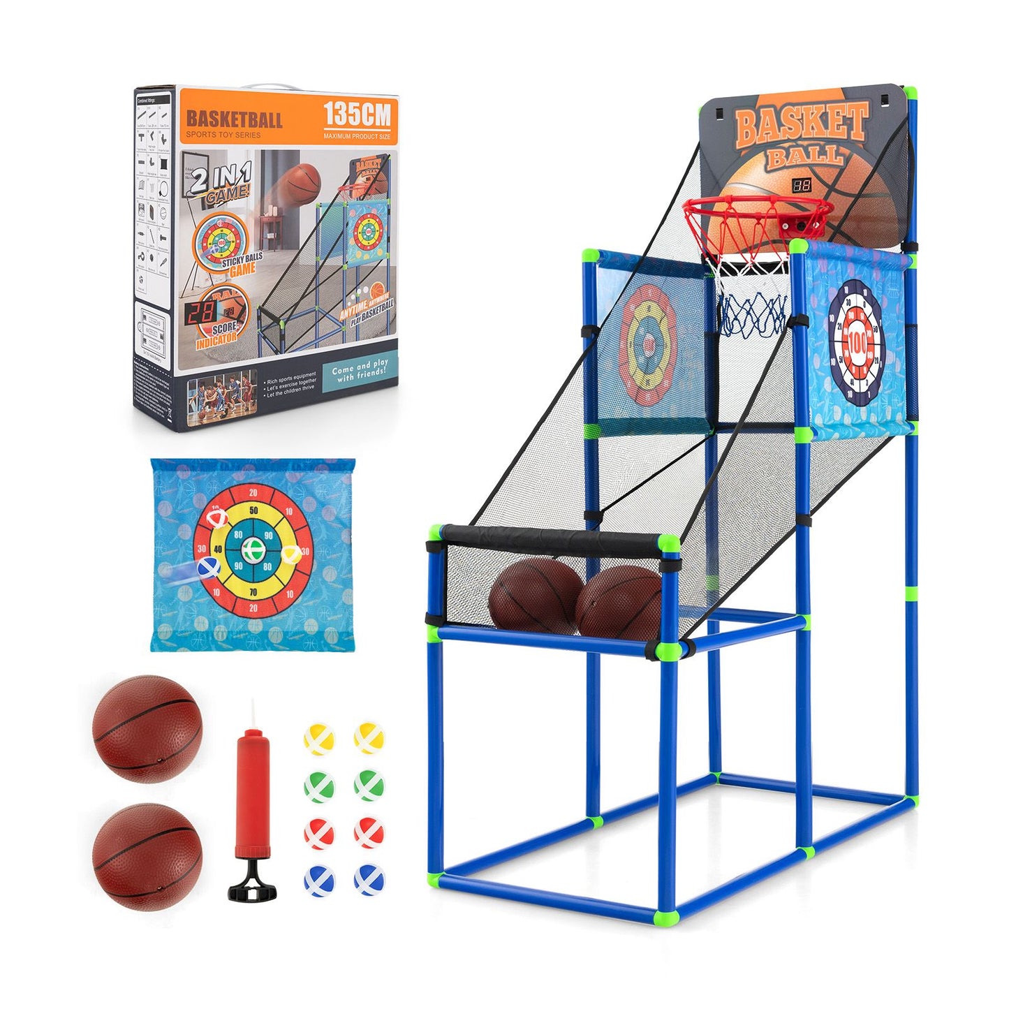 Exciting Dual-Function Kids Basketball Arcade Game with Electronic Scoring!