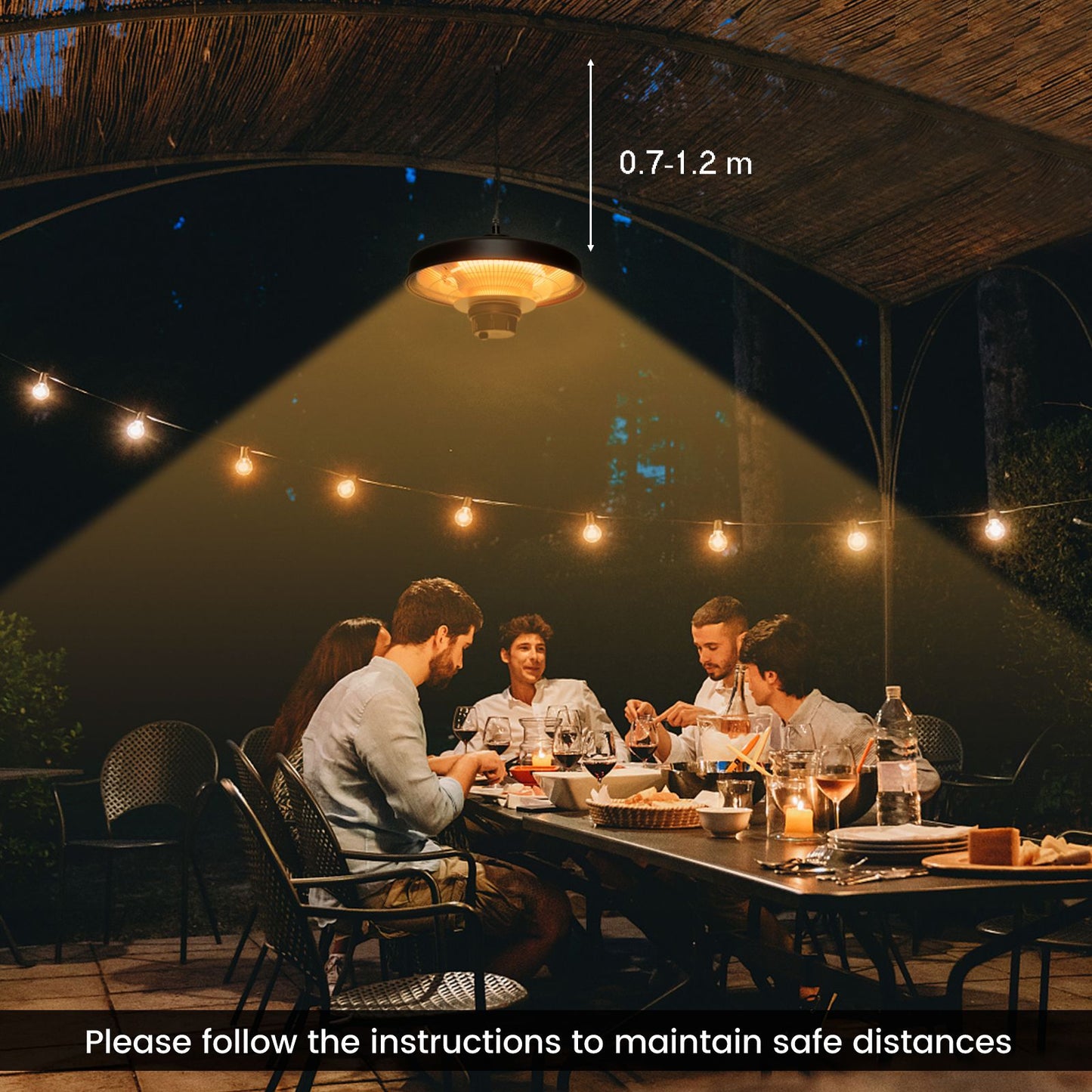 2000W Ceiling-Mounted Outdoor Electric Patio Heater with Remote Control