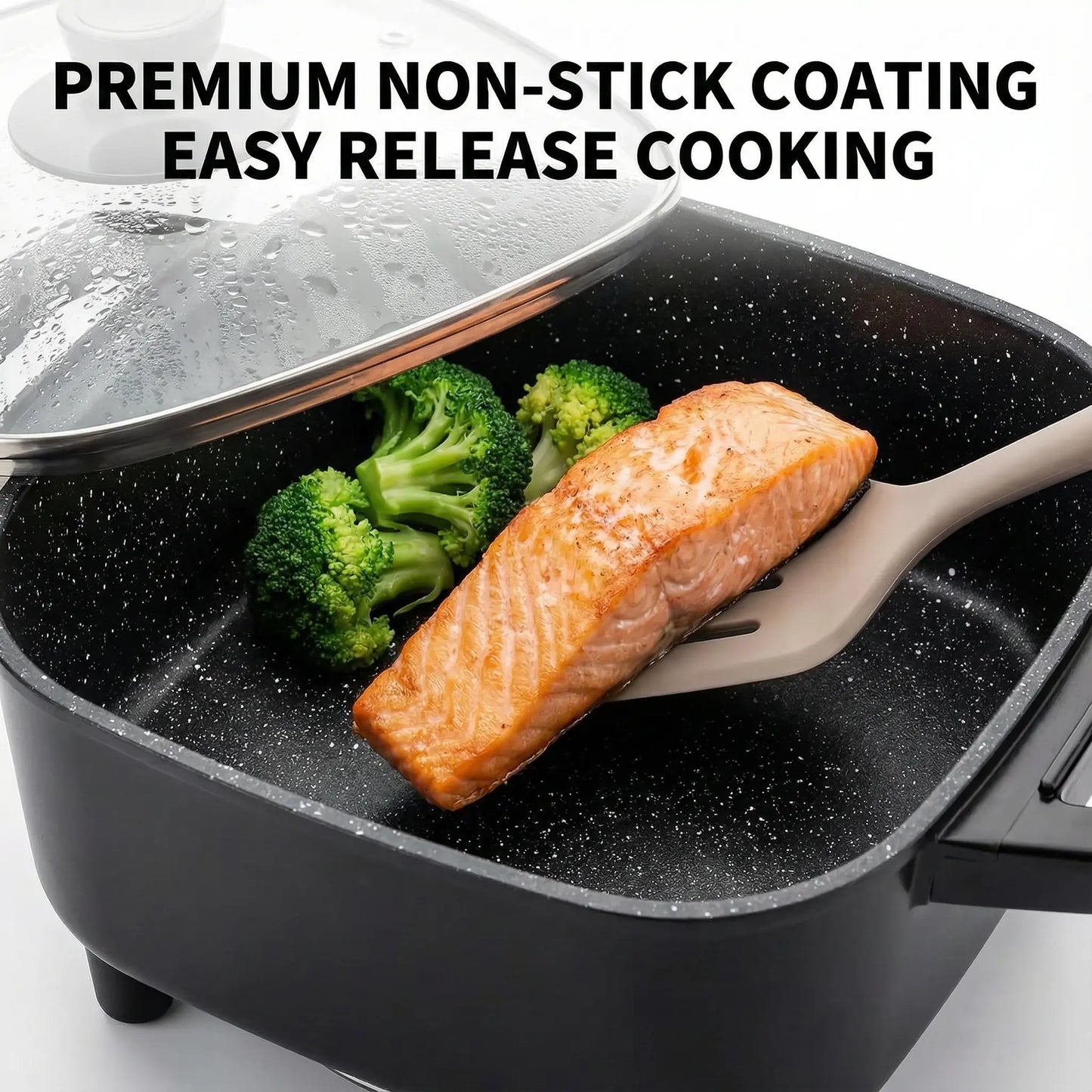 Versatile Nonstick Electric Griddle with 5-Level Temperature Control – Perfect for Stir-Frying, Deep-Frying, and Simmering! Easy to Clean Kitchen Essential.
