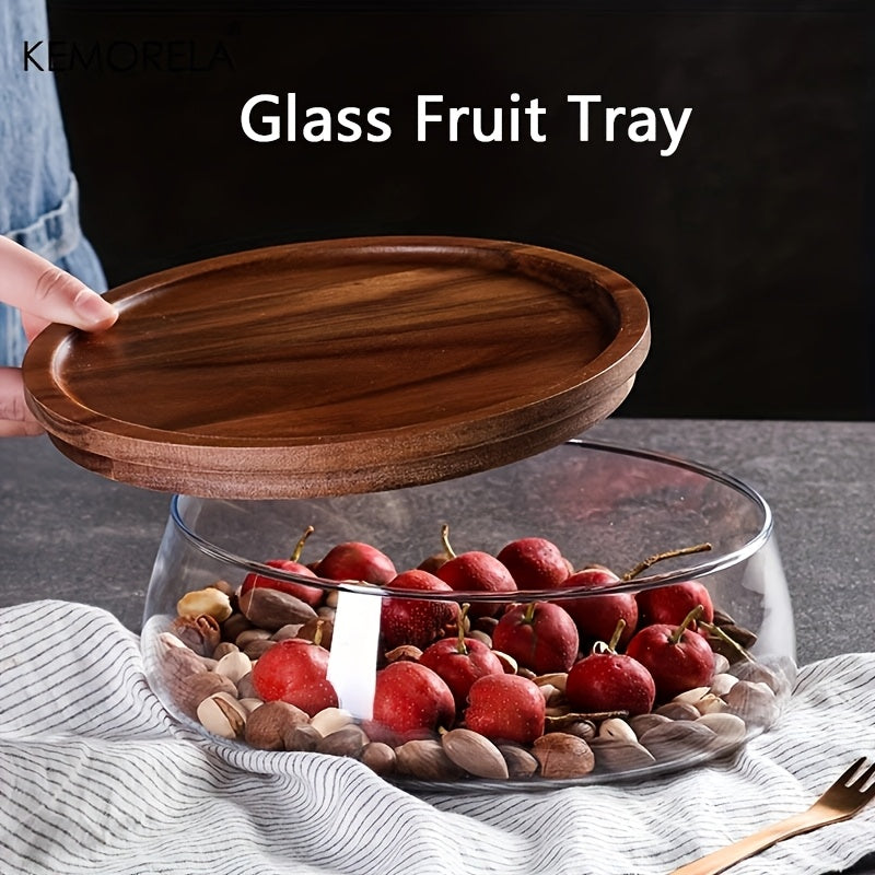 Wooden Trays Glass Bowl Nuts Fruits Food Container
