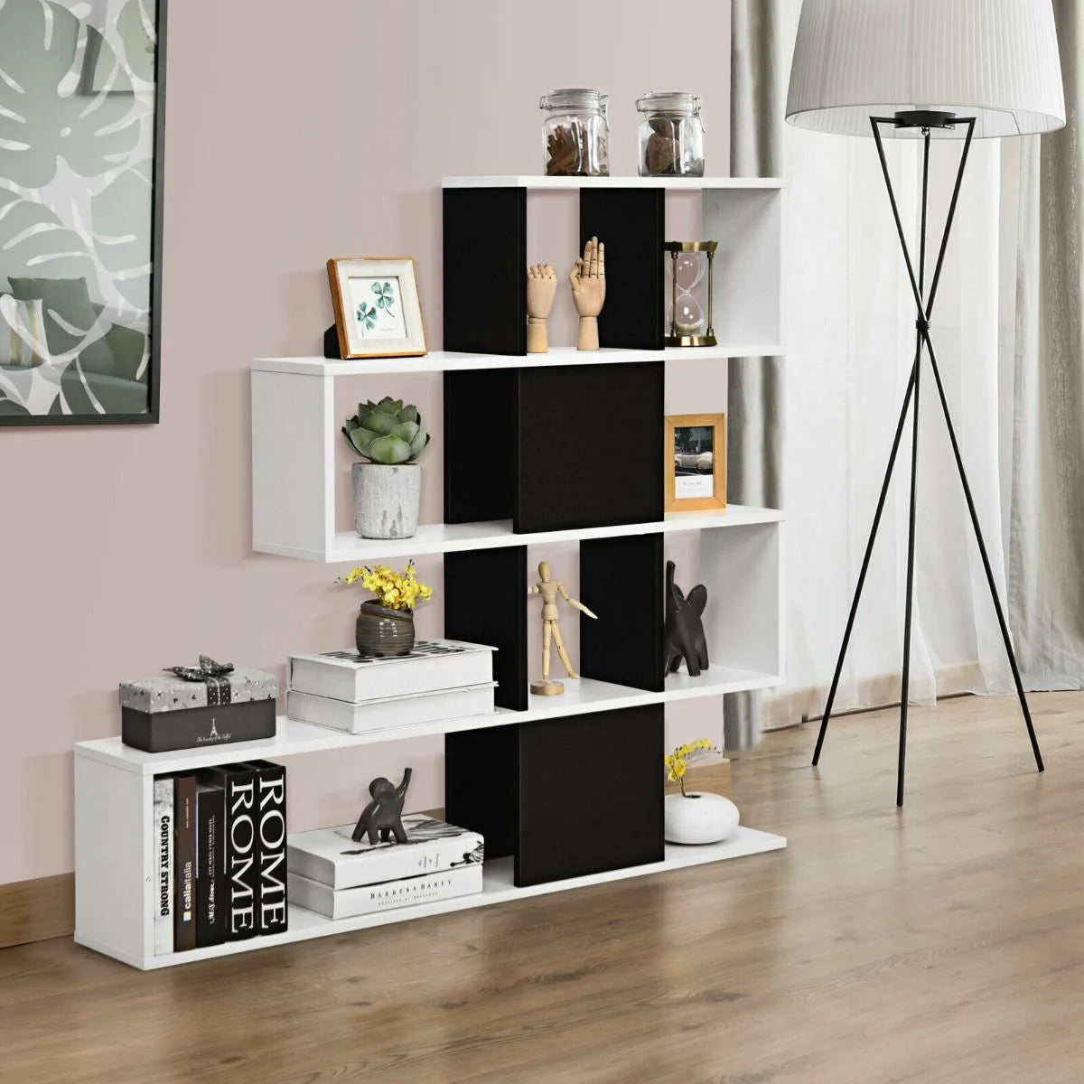 5-Tier Bookshelf for Display and Storage in Home and Office Environments