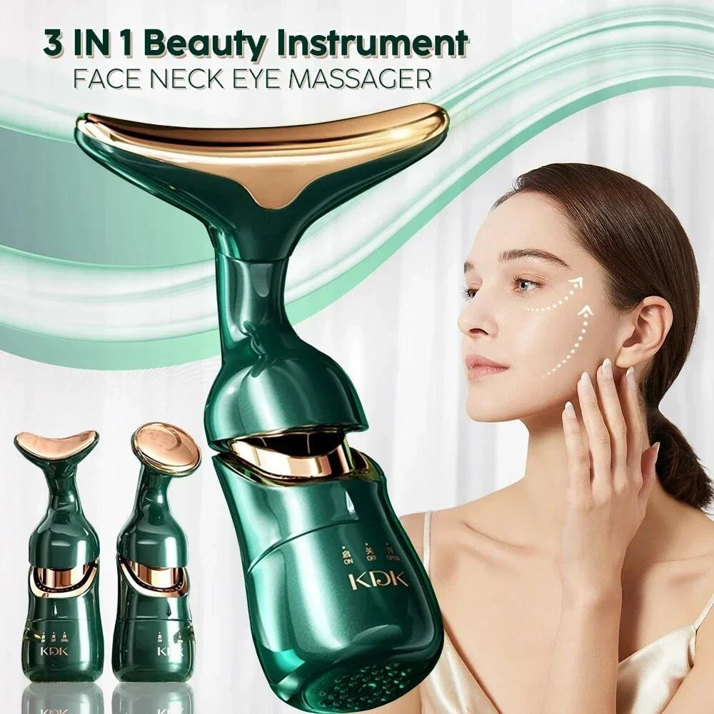 Rejuvenate Your Skin: 3-in-1 EMS Facial Lifting Device for Neck, Face & Eyes - Anti-Aging Massager for Youthful Glow
