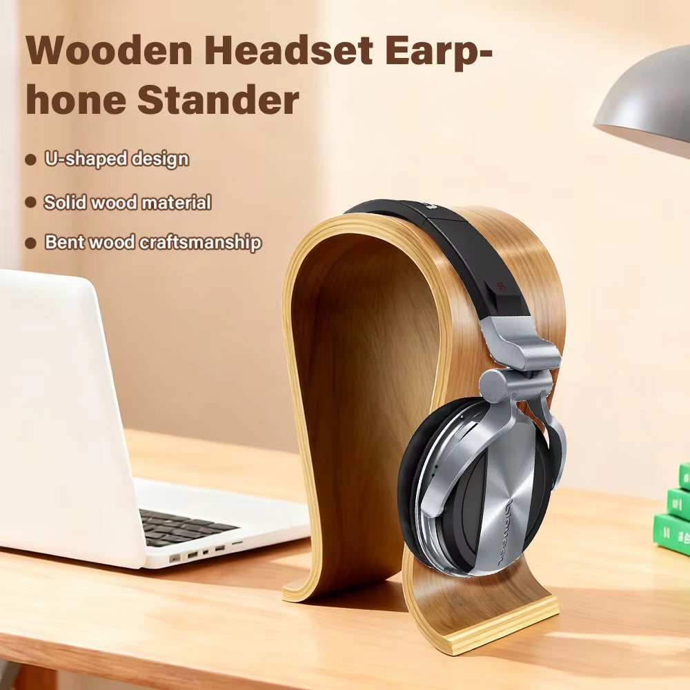 Elegant U-Shaped Wooden Headphone Stand - Perfect Display for All Headphones