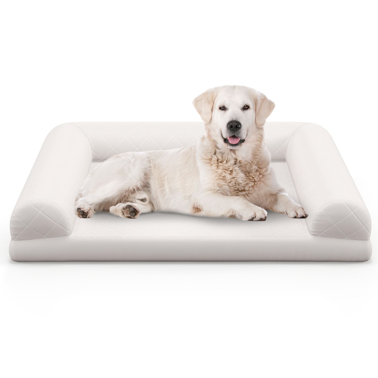 Orthopedic Egg-Foam Dog Crate Bed with Three-Sided Bolster Support
