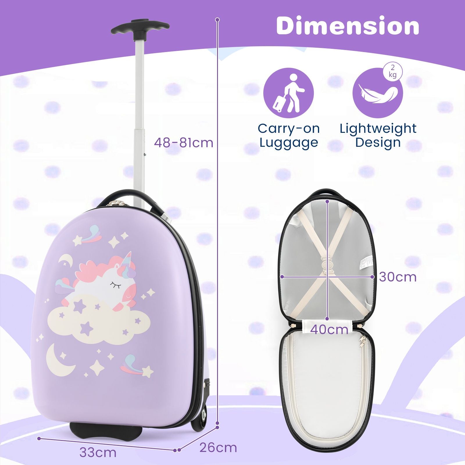 16 Inches Kids Carry-On Luggage with Wheels