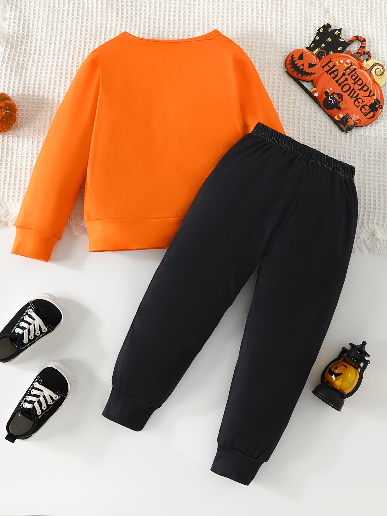 2pcs, Skeleton Pattern Toddler Boy's 2-Piece Sweatshirt & Sweatpants Set, Halloween Casual Outfits for Spring/Fall