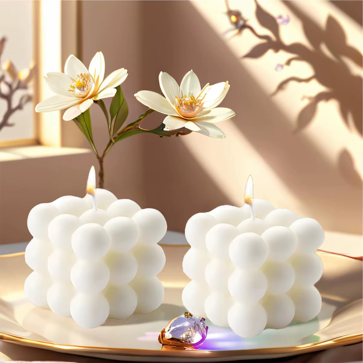 Vanilla Scented Small Cube Ball Candle, Soy Wax Cool Shaped Candles, Home Office Cute Decorative Candle Birthday Party Supplies