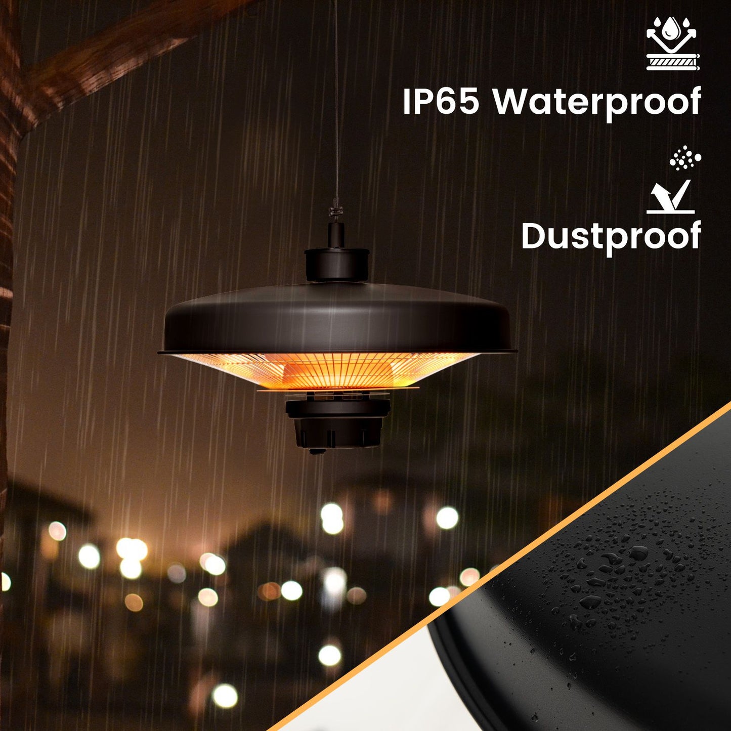 2000W Ceiling-Mounted Outdoor Electric Patio Heater with Remote Control