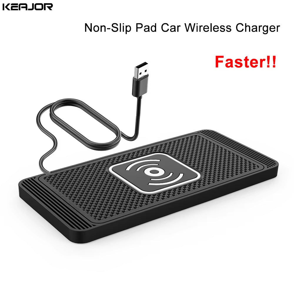 Ultimate Car Wireless Charger Pad - Non-Slip Silicone Fast Induction Charging for iPhone 15/14/13/12, Samsung S24/S23, Xiaomi