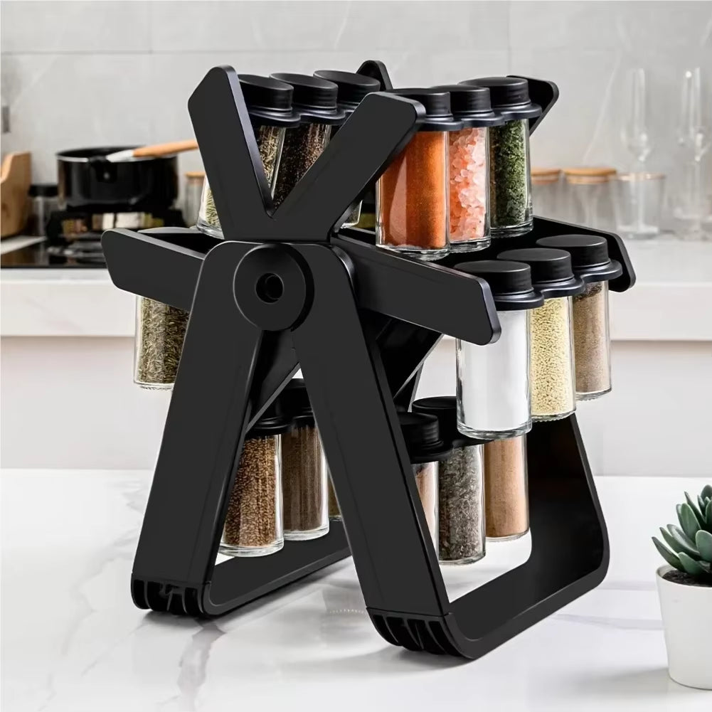Household Rotating Storage Rack Rotating Glass Spice Rack Set
