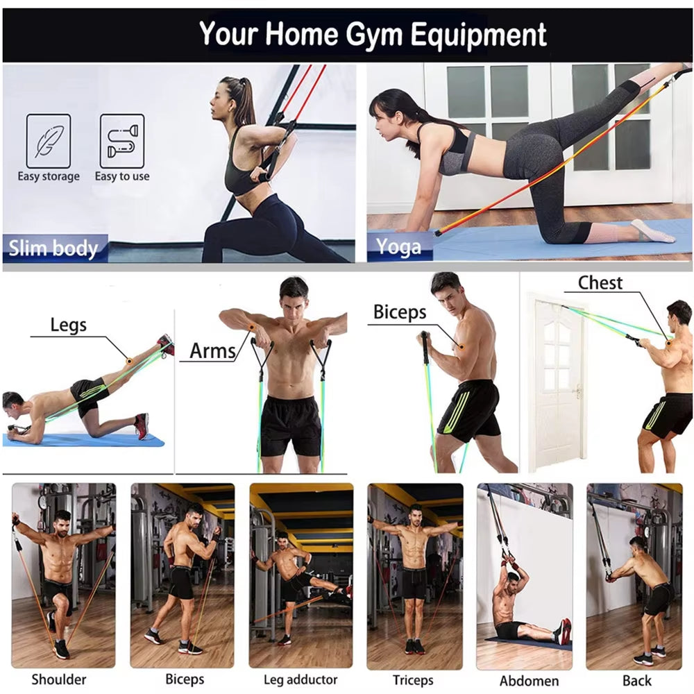 Fitness Exercises Resistance Bands Set for Home Gym - Weight 360Lbs
