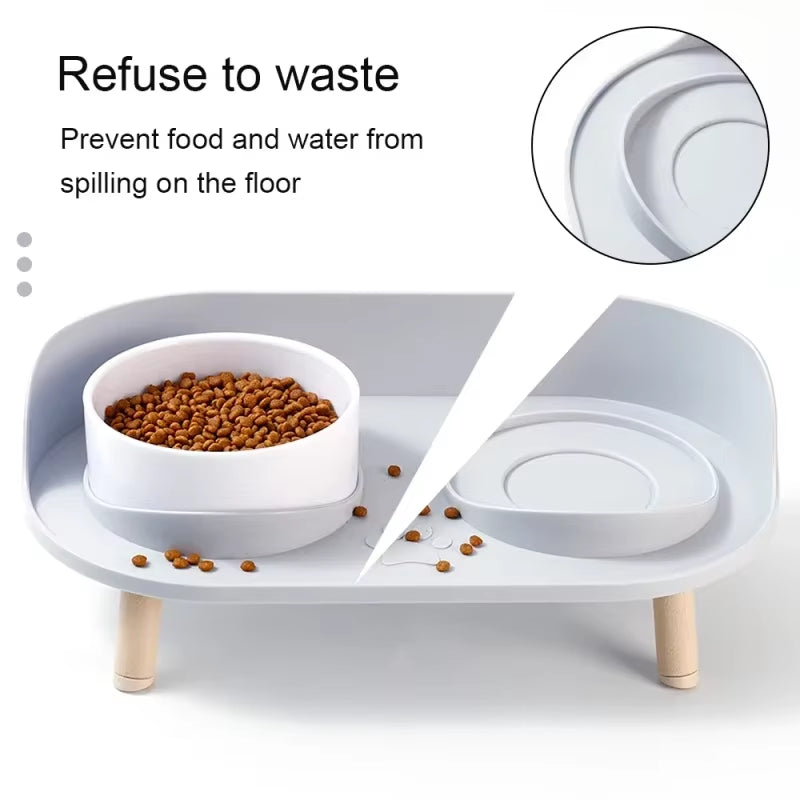 Elevated Double Bowl Pet Feeder - Adjustable Height for Cats and Dogs, Perfect for Water and Food
