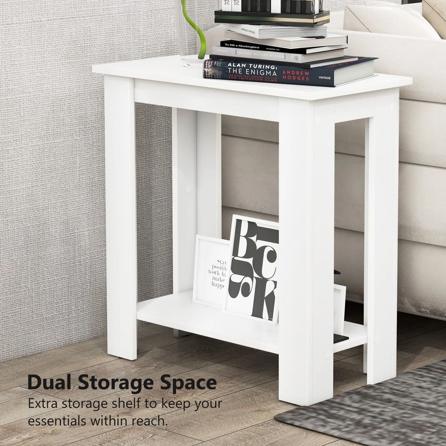 Stylish 2-Tier End Table with Storage Shelf for Small Spaces