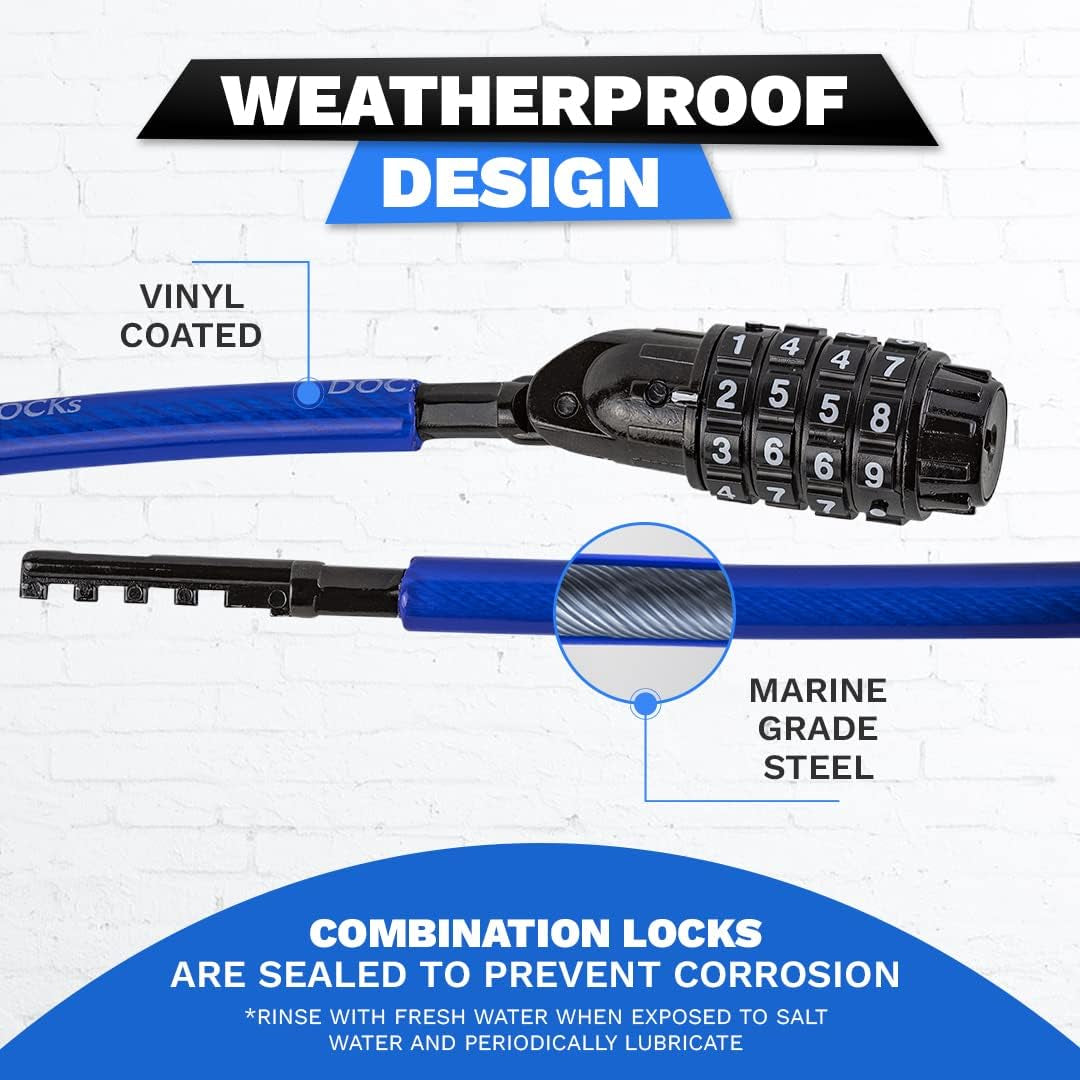 Ultimate 10Ft Weatherproof Coiled Security Cable Lock with Resettable Combination - Superior Anti-Theft Protection for Kayaks, Bicycles, Paddleboards, Scooters, and Gear