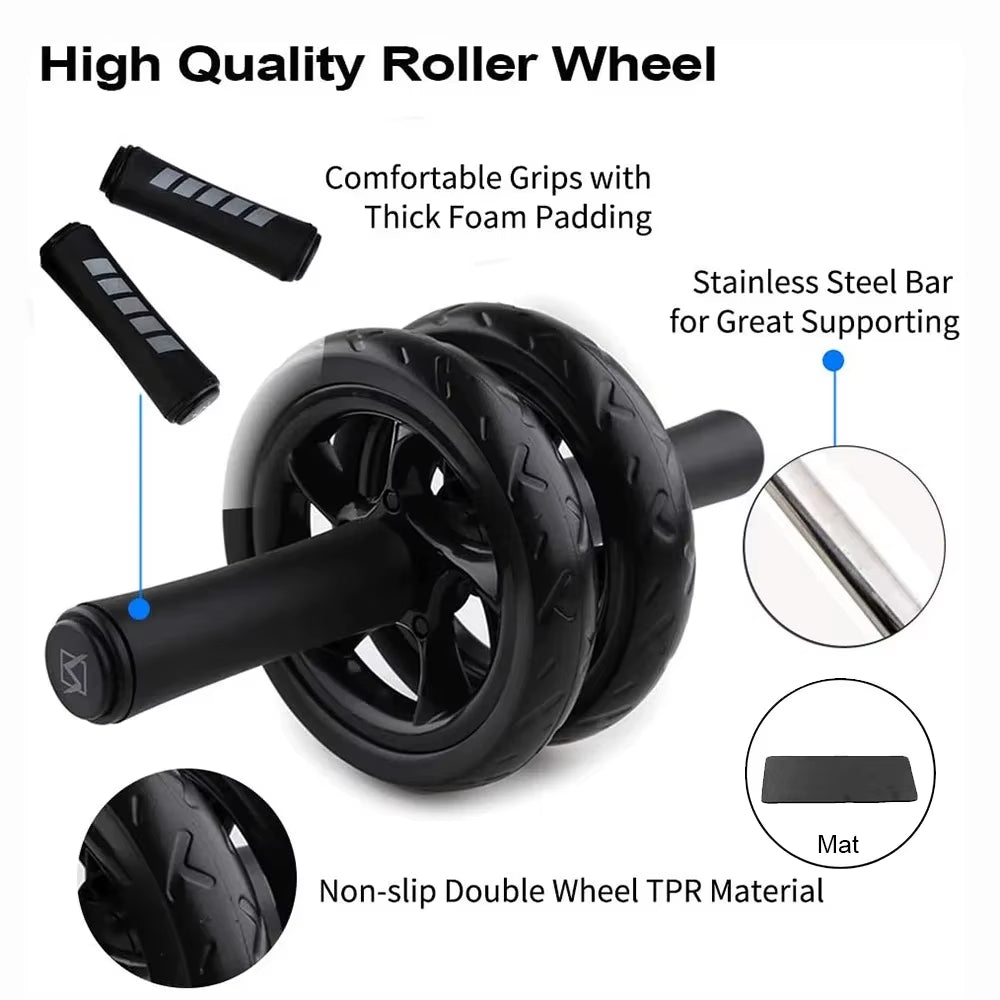 Ultimate AB Roller Wheel Set with Knee Pad & Resistance Bands for Effective Core Workouts