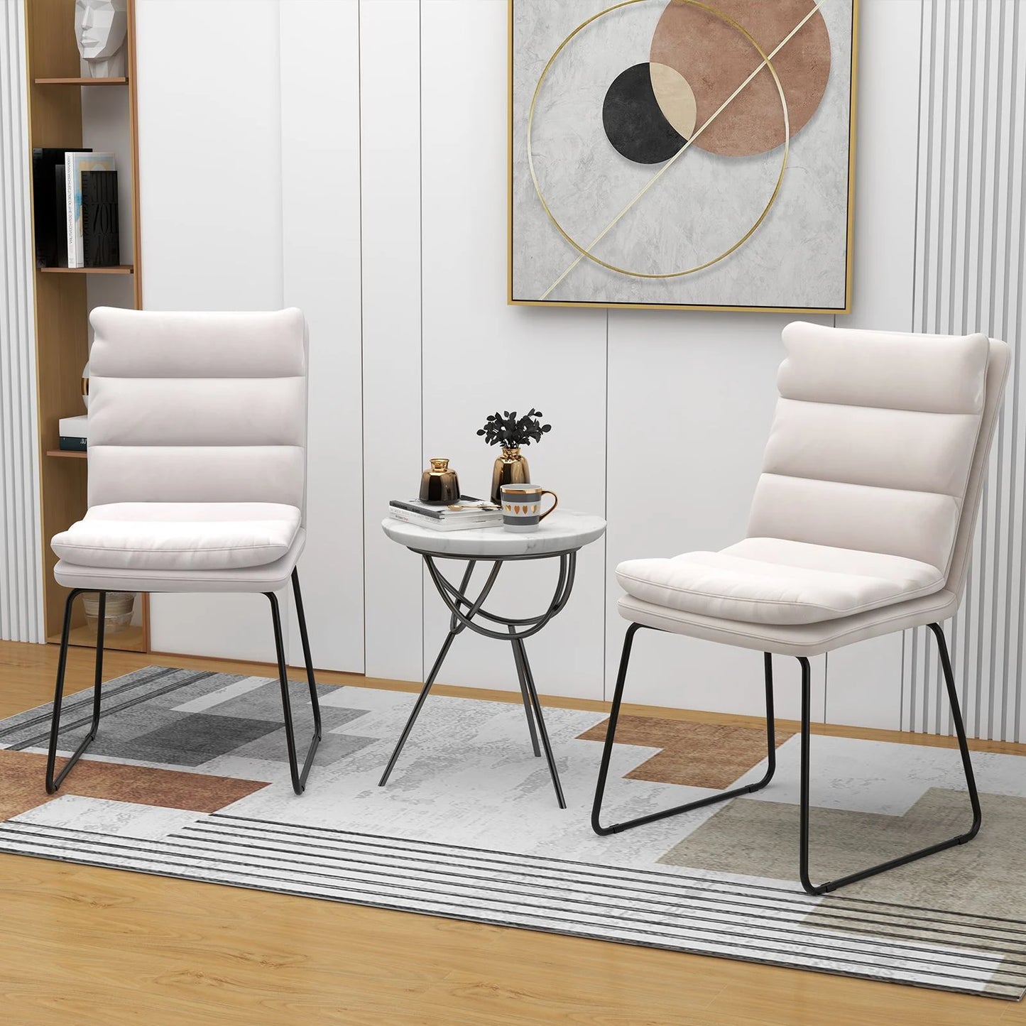Upholstered Accent Leisure Chair with Durable Wood and Metal Frame