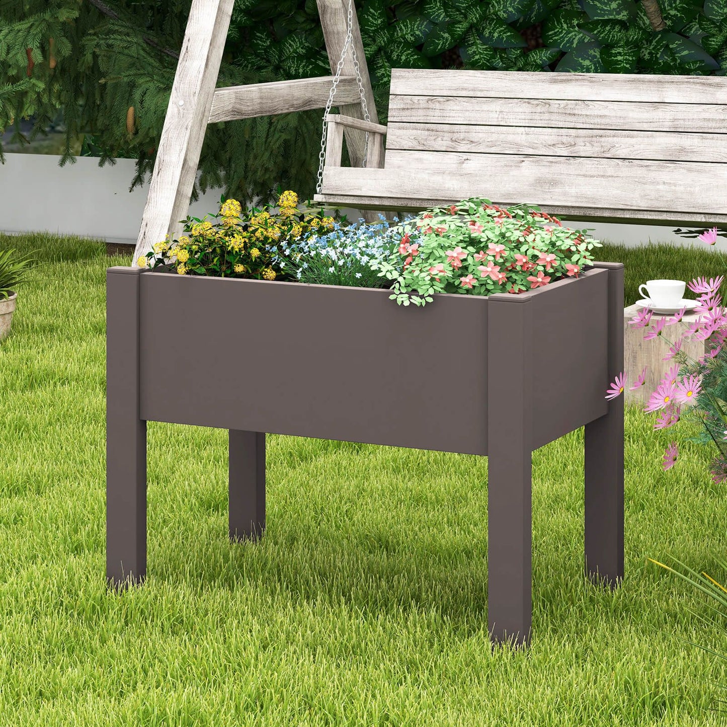 53L Elevated Garden Bed with Water Level Indicator and Drainage Feature