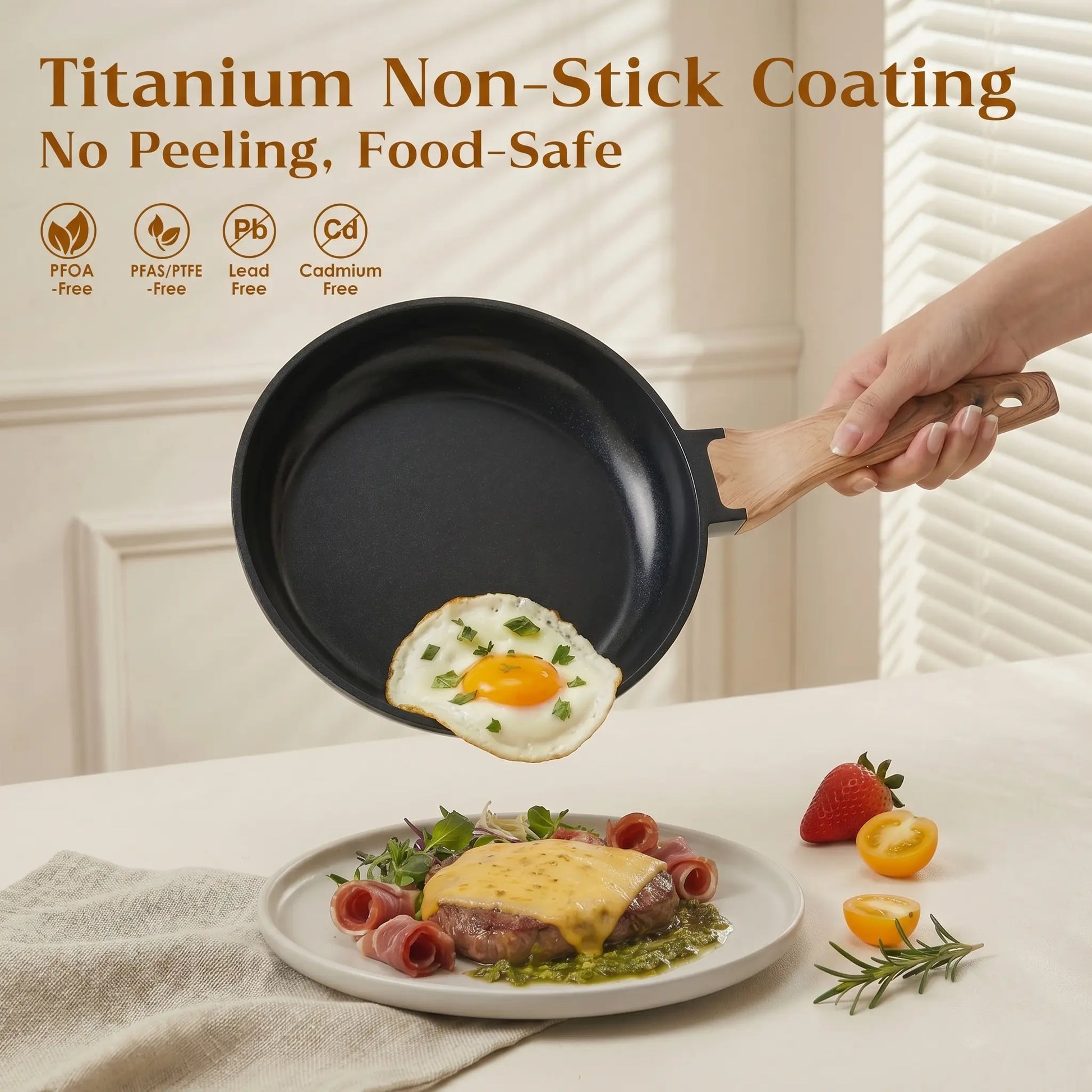 16-Pc Aesthetic Cookware Set - Non-Toxic, PFAS-Free Titanium Ceramic Granite Pots & Pans, Easy-Clean, Oven & Dishwasher Safe, Induction Ready with Fry Pan, Glass Lids & Utensils - Perfect Kitchen Upgrade!