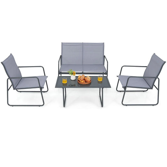 4-Piece Outdoor Bistro Furniture Set Featuring Loveseat, Coffee Table, and Two Chairs