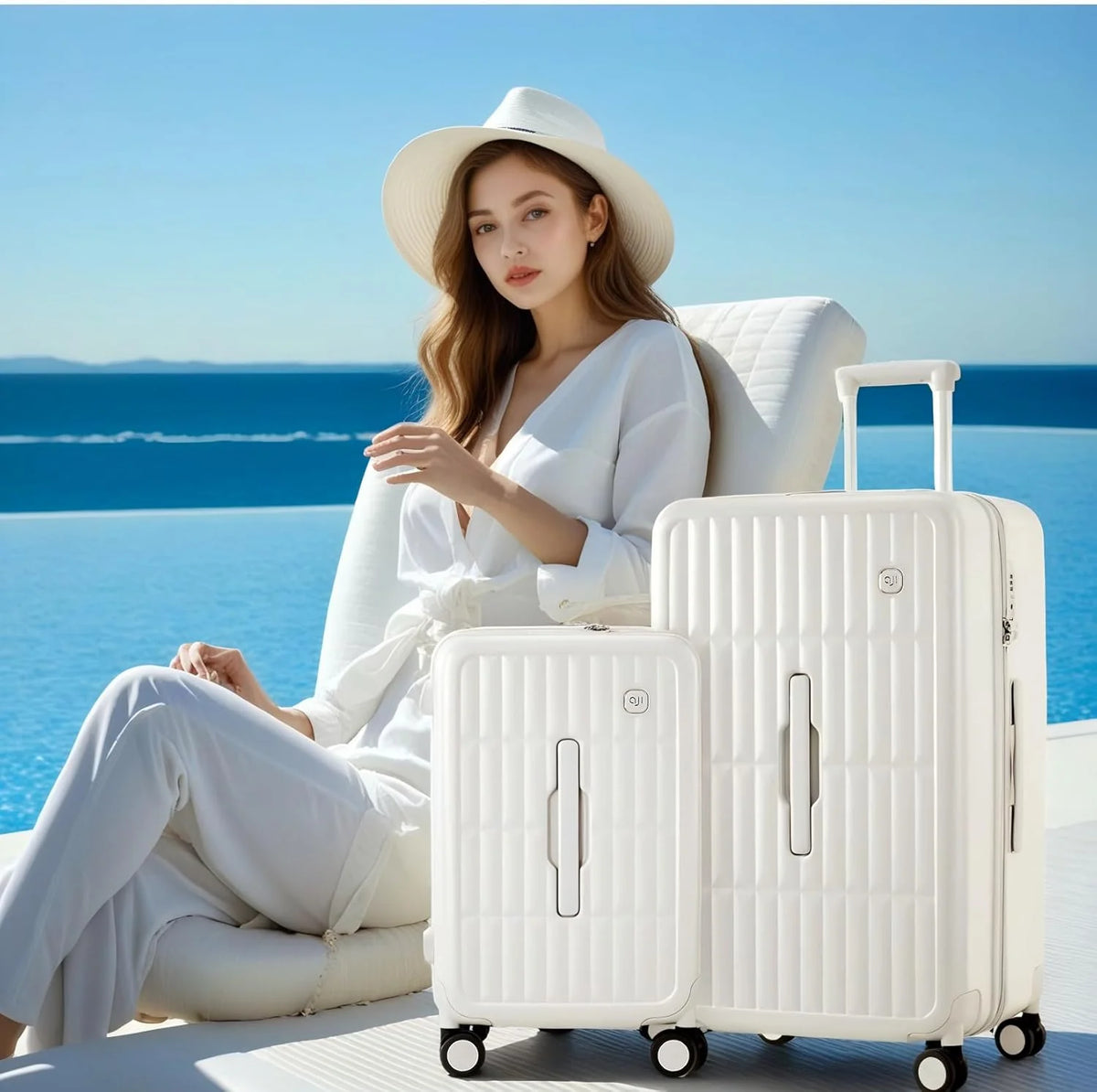 Spacious Hard Shell Suitcase with 8 Spinner Wheels – Smooth-Gliding Travel Luggage for Holidays and Business Trips