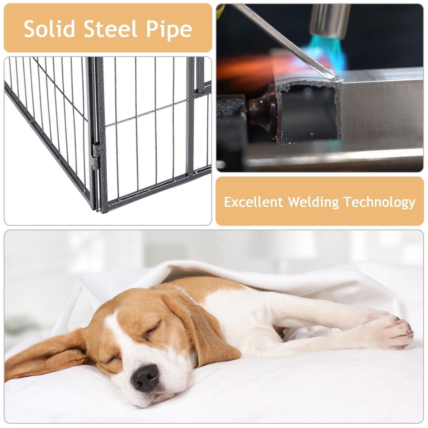 120 cm Durable Rust-Resistant 8-Panel Pet Playpen with Secure Lockable Gate - Perfect for Safe Playtime!