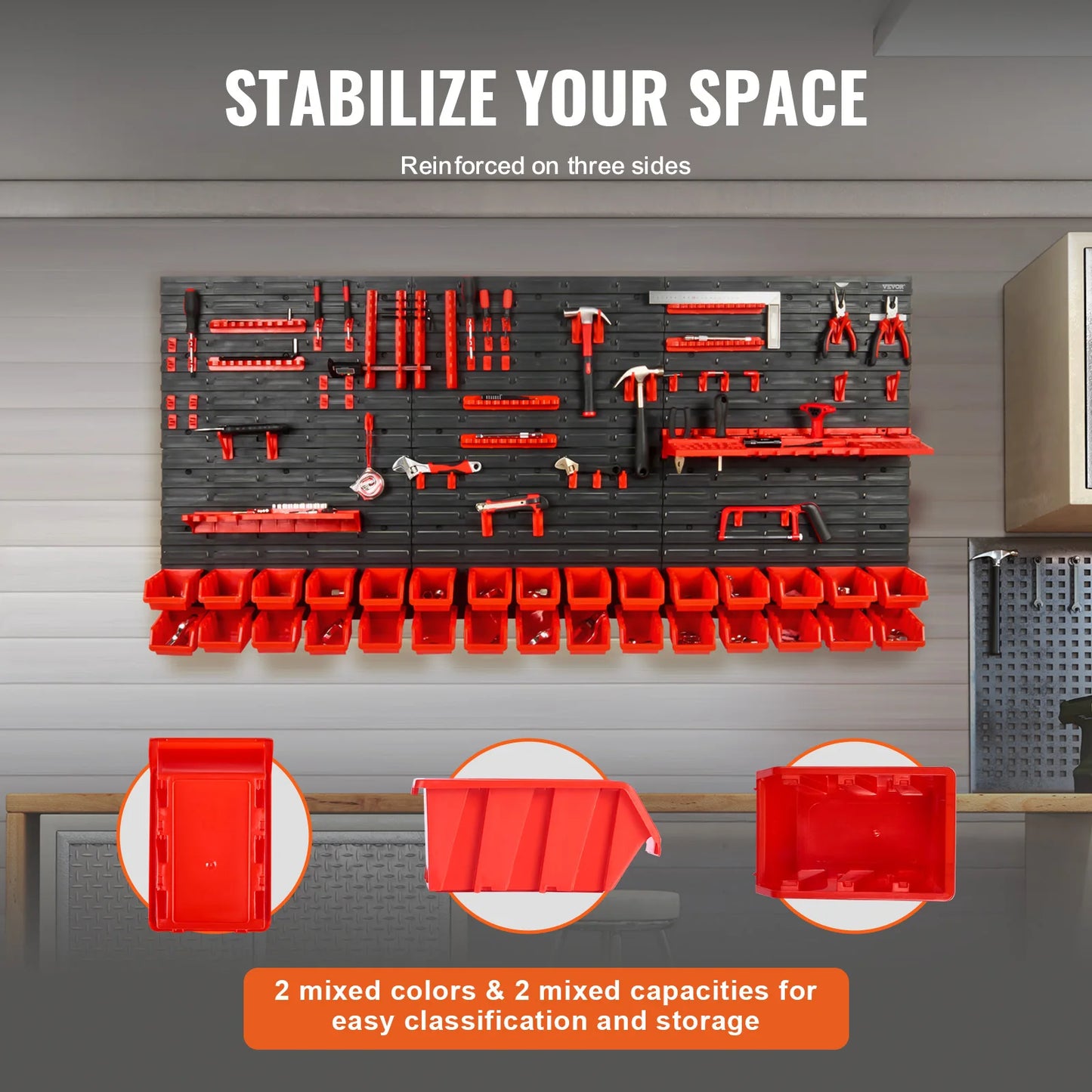 Maximize Your Space with Our Wall Mounted Storage Bins - 30/48 Bin Parts Rack Organizer for Garage, Tools, and More!