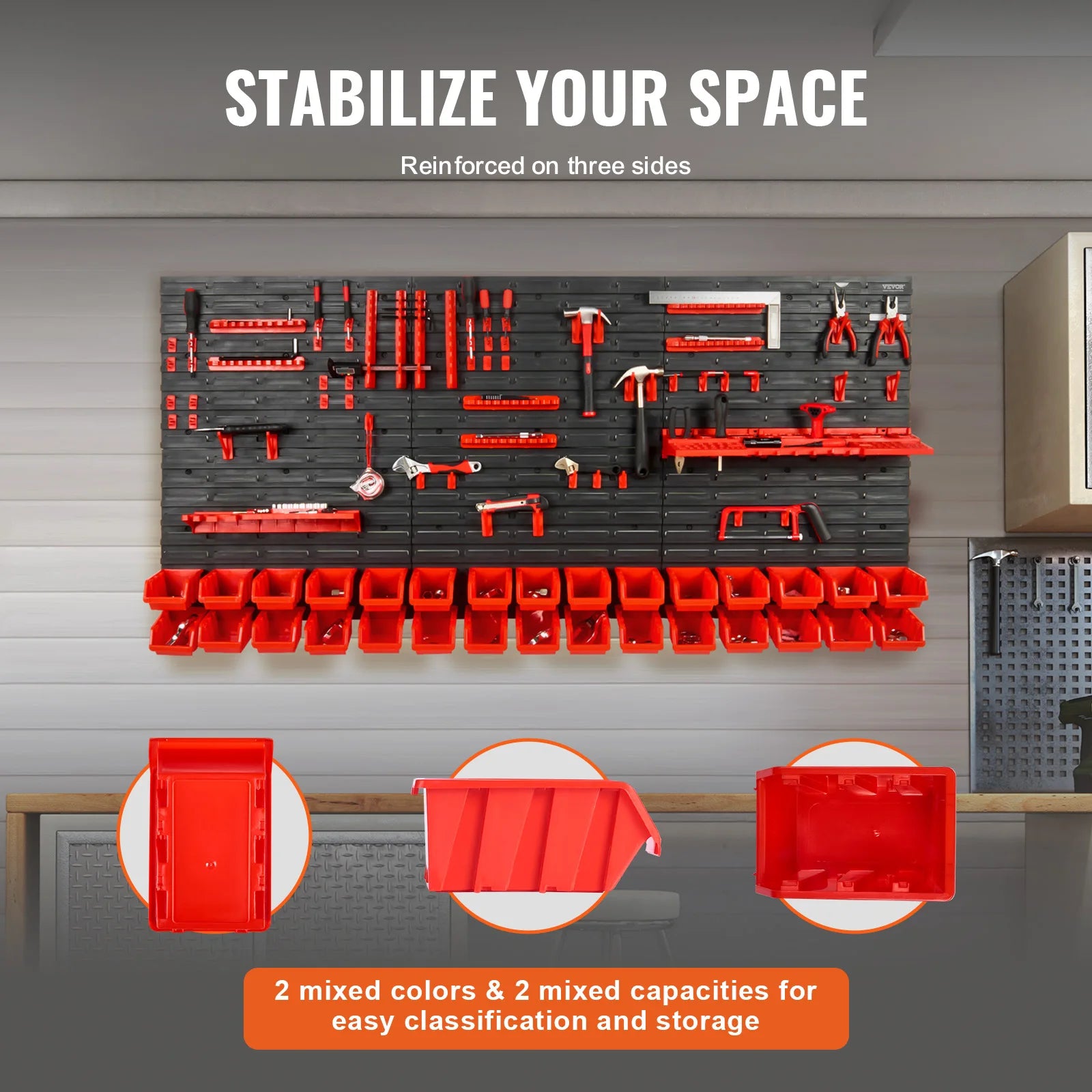 Maximize Your Space with Our Wall Mounted Storage Bins - 30/48 Bin Parts Rack Organizer for Garage, Tools, and More!