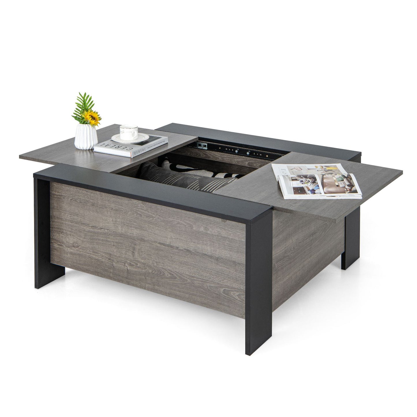 92cm Square Coffee Table with Sliding Top and Concealed Storage Compartment