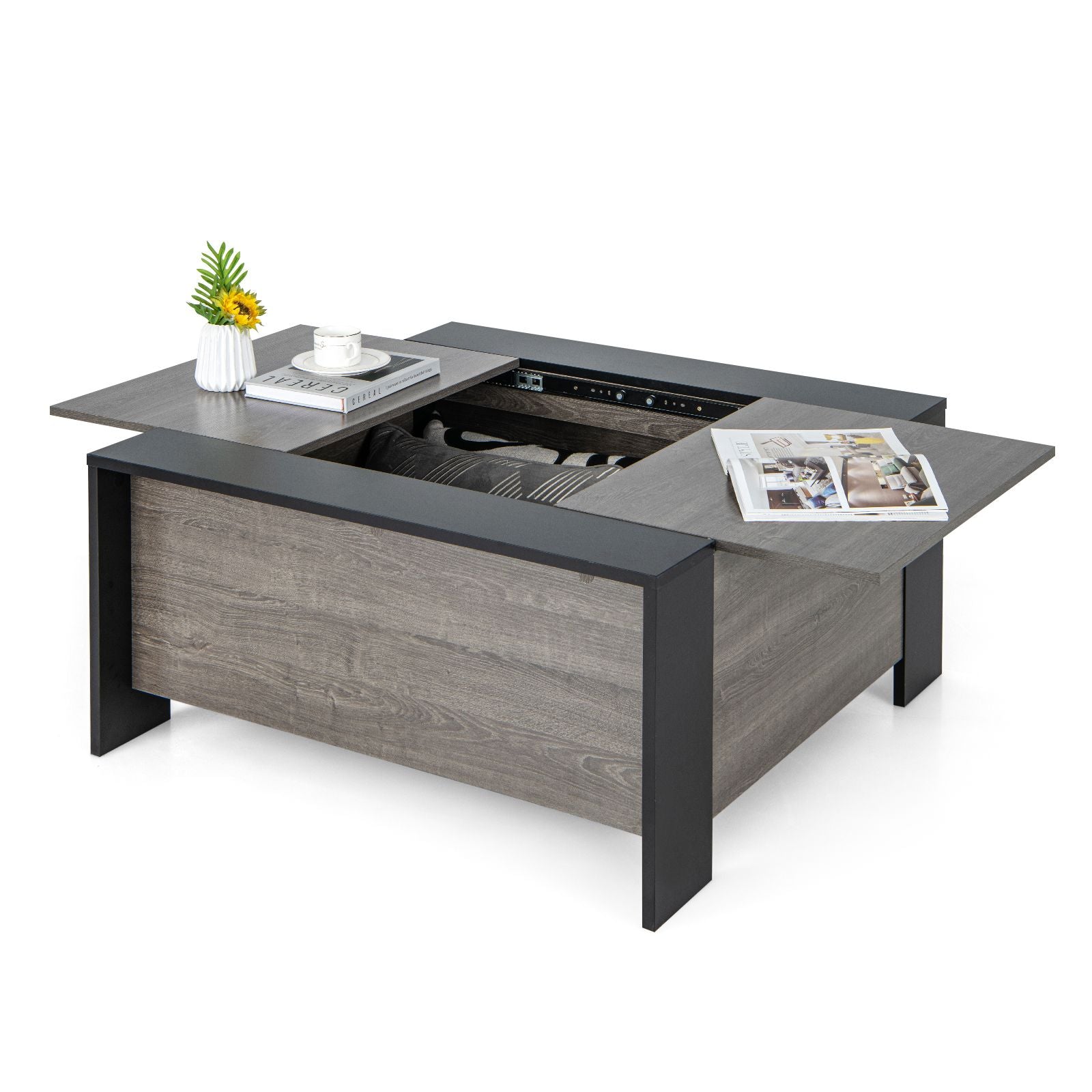 92cm Square Coffee Table with Sliding Top and Concealed Storage Compartment