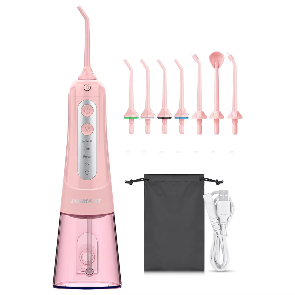 Portable Waterproof Oral Irrigator - Teeth Whitening Dental Water Flosser with 300ML Capacity for Ultimate Oral Care