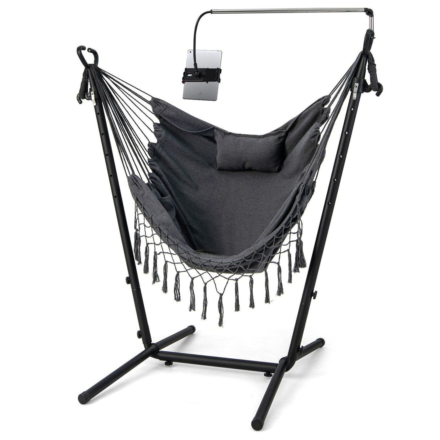 Hammock Chair with Stand and Integrated Phone Holder