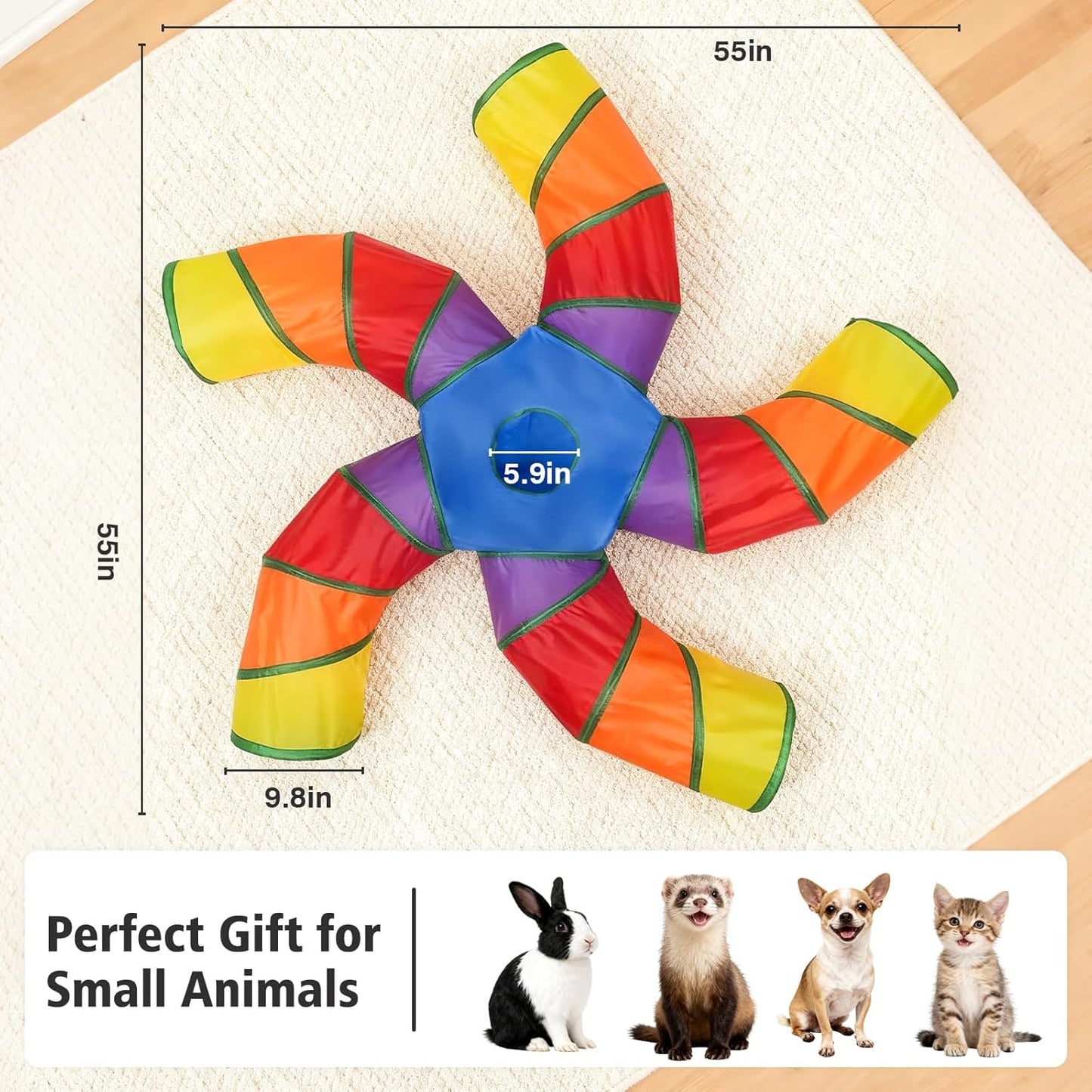 Cat Tunnels for Indoor Cats, Pet Tube Toy with Play Ball and Toy Mouse