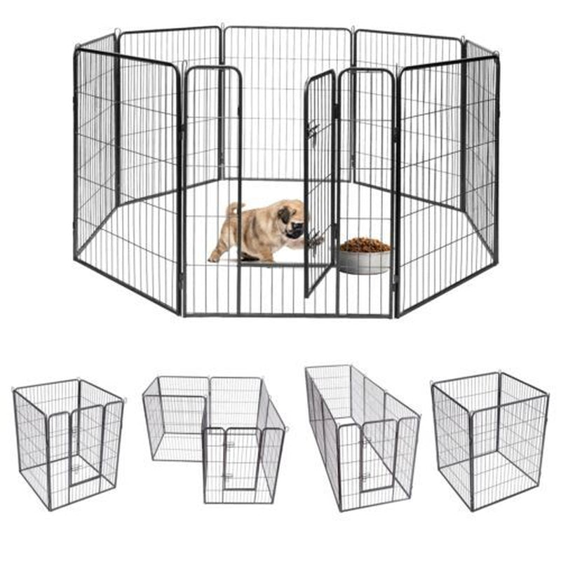 120 cm Durable Rust-Resistant 8-Panel Pet Playpen with Secure Lockable Gate - Perfect for Safe Playtime!