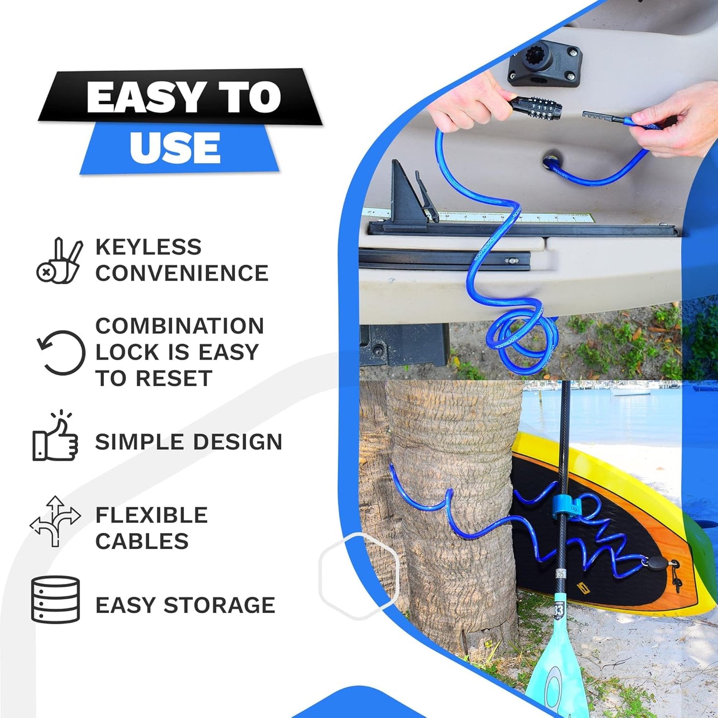 Ultimate 10Ft Weatherproof Coiled Security Cable Lock with Resettable Combination - Superior Anti-Theft Protection for Kayaks, Bicycles, Paddleboards, Scooters, and Gear