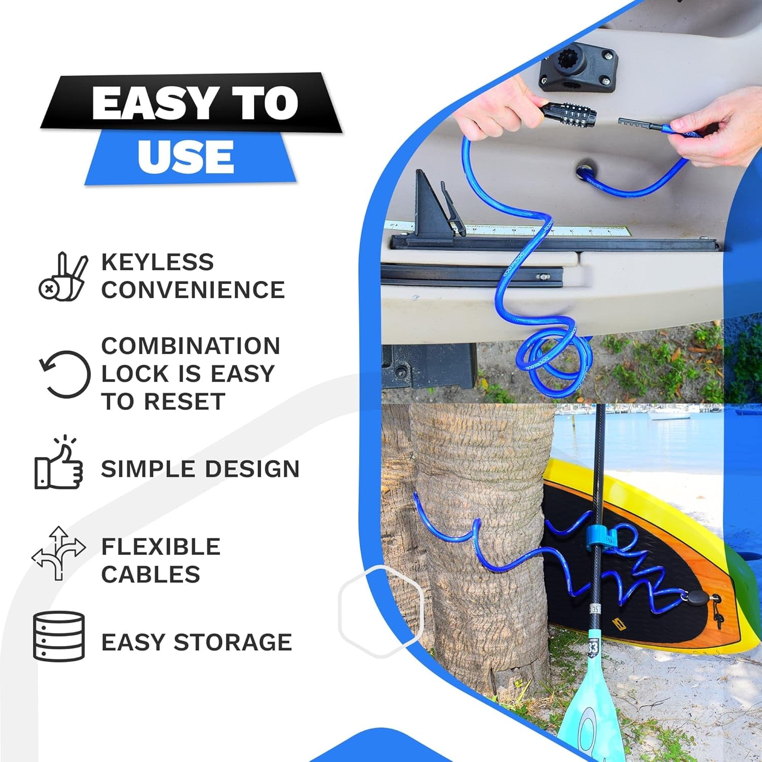 Ultimate 10Ft Weatherproof Coiled Security Cable Lock with Resettable Combination - Superior Anti-Theft Protection for Kayaks, Bicycles, Paddleboards, Scooters, and Gear