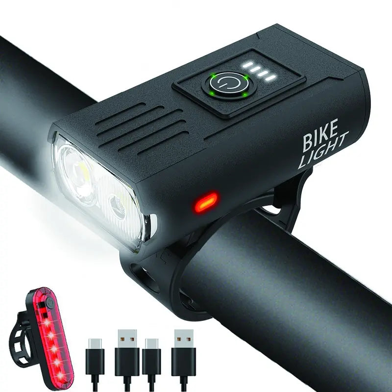 Victoper Bike Light, High Lumens Super Bright Bicycle Lite, 6+4 Modes USB Rechargeable Bike Headlight & Taillight Set