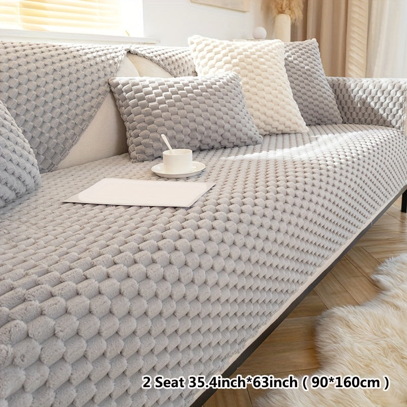 1PC Cozy Winter Plush Sofa Slipcover - Soft, Non-Slip, Water-Resistant Furniture Protector with Elegant Design for Bedroom, Office, Living Room Home Decor - Easy to Clean, Machine Washable, and Durable
