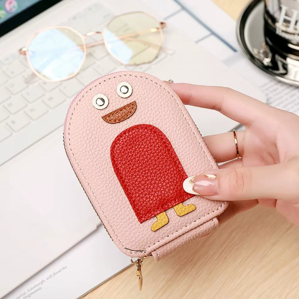 Cute Cartoon Penguin Credit Card Holder Organ Style PU Coin Purse Multi-Card Business Card Holder