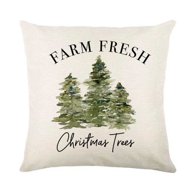 Linen Christmas Pillow Cover - Festive Snowman & Elk Design for 2024 Holiday Home Decor - Perfect Sofa & Car Cushion Cover (45x45cm)