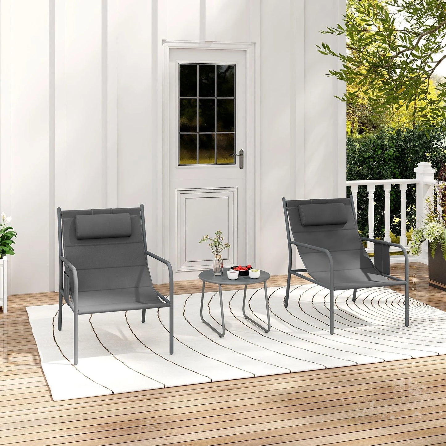 3-Piece Outdoor Bistro Set with Chairs and Coffee Table