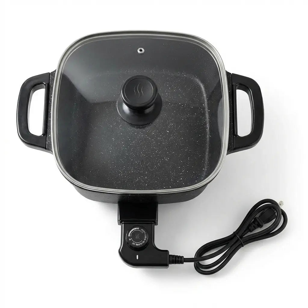 Versatile Nonstick Electric Griddle with 5-Level Temperature Control – Perfect for Stir-Frying, Deep-Frying, and Simmering! Easy to Clean Kitchen Essential.