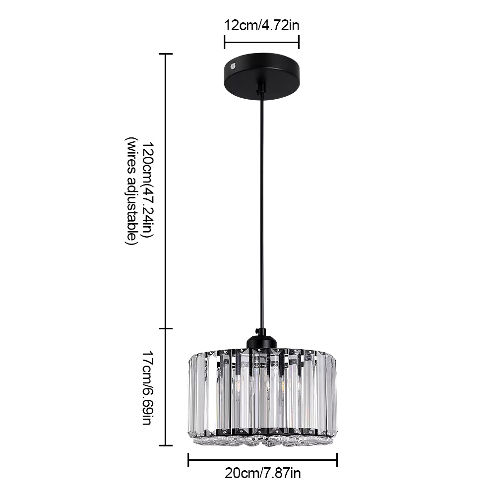 Elegant Gold & Black Crystal Mini Pendant Light - Adjustable Modern Luxury Fixture for Dining Room & Bathroom